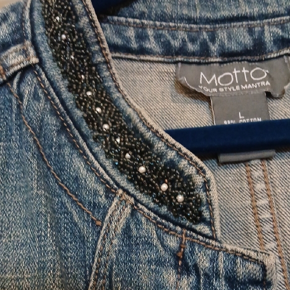 MOTTO Blue Denim Jacket with Black Studs - Picture 3 of 12